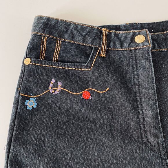Women's Flecce Jeans High Rise Embroidered Size 30 Made in Korea - Picture 3 of 13